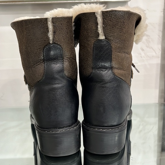 Blondo Waterproof Black Brown Lace up Genuine Shearling Leather Boots size 7 US - Picture 5 of 13